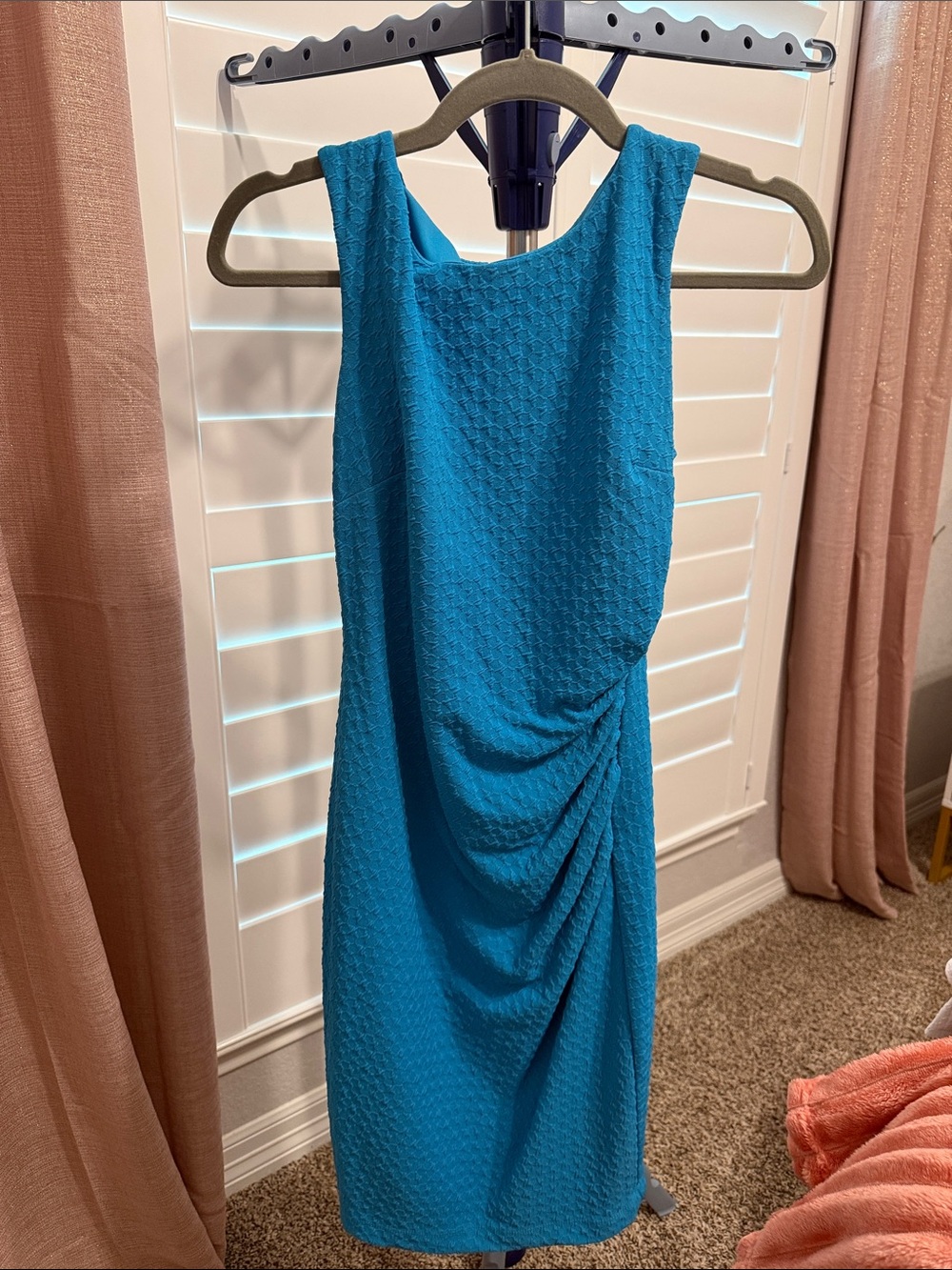Bisou Bisou Teal Sleeveless Ruched Midi Dress